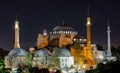 Istanbul, Turkey. 10-November-2018. Haya Sofia mosque illuminated at night Royalty Free Stock Photo