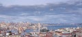 Istanbul, Turkey. 10-November-2018. Panorama of Istanbul city and some landmarks: blue mosque, galata tower and Bosphorus river Royalty Free Stock Photo