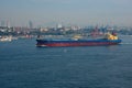 View of a big ship on the Golden Horn waterway
