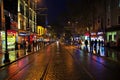 Istanbul, Turkey - 31 Oct 2014: The street at night in Instanbul, Turkey