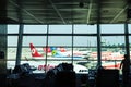 ISTANBUL, TURKEY - October, 2013: Airplanes at Istanbul Ataturk Royalty Free Stock Photo