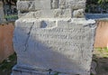 Ancient carvings and writing on the marble of the Column of Constantine