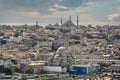 ISTANBUL, TURKEY - OCTOBER 12 ,2021: Istanbul city view on mosque with Sultanahmet district against blue sky and clouds Royalty Free Stock Photo