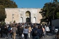 People entering and leaving the topkapi palace gate. Editorial shot in Istanbul Royalty Free Stock Photo