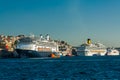 Istanbul, Turkey, October 6, 2011: Cruise ships on the Bosporus