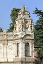 Dolmabahce Palace. Detail of facade of the Gate of the Sultan on Dolmabahce Avenue. Istanbul, Turkey Royalty Free Stock Photo