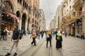 ISTANBUL, TURKEY - OCTOBER 2018: Istiklal street is a tourist pedestrian street.