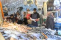 Raw fishes on the fish counter Royalty Free Stock Photo