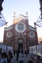 Sent Antuan basilica front photo. People are visiting. Photographed outdoors on a sunny day