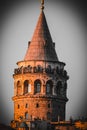 shot of the Galata Tower in Istanbul, Turkey.golden hour with beautiful sunlight.