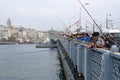 Fishermen fishing in the daytime in the Golden Horn Bay