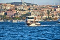 ISTANBUL / TURKEY - OCTOBER 12, 2019: .Transport ferry in the Bosphorus. Ferryboat carries passengers from the Asian part