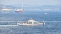 ISTANBUL / TURKEY - OCTOBER 11, 2019: .Transport ferry in the Bosphorus. Ferryboat carries passengers from the Asian part