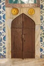 Istanbul, Turkey, 05/22/2019: Old wooden door in the harem of the Sultan in Topkapi Palace Royalty Free Stock Photo