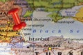 Istanbul Turkey, pinned map