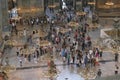 Tourists explore the vast interior of Hagia Sophia