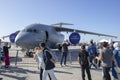 Istanbul, Turkey - September-18,2019: Antonov an-178 is being visited at the festival