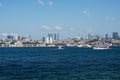 Istanbul, Turkey - September 04, 2019: Cargo industrial ships tankers sail through the Bosphorus Strait in Istanbul