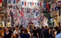 Crowd of people on Istiklal Caddesi, Taksim. Istanbul, Turkey