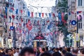 Istiklal Caddesi in Taksim. Istanbul, Turkey.