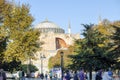 Istanbul, Turkey - September-28.2019: The famous Hagia Sophia in Sultanahmet, Istanbul, Turkey