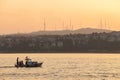 Istanbul, Turkey, - September 14, 2014: Fishing boat. Sunset on the Bosphorus Royalty Free Stock Photo