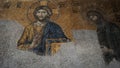 ISTANBUL, TURKEY - SEPTEMBER 21, 2019: fragment of a Byzantine mosaic in the Hagia Sophia.