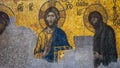 ISTANBUL, TURKEY - SEPTEMBER 21, 2019: fragment of a Byzantine mosaic in the Hagia Sophia. Royalty Free Stock Photo