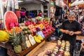 ISTANBUL, TURKEY - SEPTEMBER 19, 2022: Fruit juice stall in Istanbul, Turk Royalty Free Stock Photo
