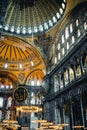 Inside view of the Hagia Sophia Ayasofya museum. It was built in 537 years in Justinian period Royalty Free Stock Photo