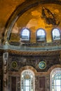 Istanbul, Turkey / September 03 2019: Interior view of the Hagia Sophia Church of the Holy Wisdom. Hagia Sophia Ayasofya is Royalty Free Stock Photo