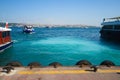 Departed ferry boat from pier near Kabatas Iskelesi, Istanbul, Turkey Royalty Free Stock Photo