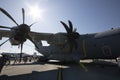 Istanbul, Turkey - September-18,2019:A400M military cargo plane shooting from the side