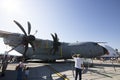 Istanbul, Turkey - September-18,2019:A400M military cargo plane shooting from the side