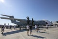 Istanbul, Turkey - September-18,2019:A400M military cargo plane shooting from the side