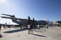 Istanbul, Turkey - September-18,2019:A400M military cargo plane shooting from the side