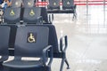 Istanbul, Turkey - September 03, 2019: Seats for the disabled in the modern terminal of Istanbul airport