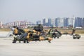 Istanbul, Turkey - September-18,2019:Turkish and Russian planes waiting for air show on the runway of Ataturk airport