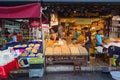 Vendors with dry fruits and nuts on Turkish street market. Istanbul Royalty Free Stock Photo