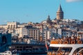 ISTANBUL, TURKEY - SEPTEMBER 21, 2019: Istanbul, view of the Golden horn Bay and Galata tower Royalty Free Stock Photo