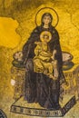 Istanbul / Turkey, September 03 2019: Virgin Mary and Jesus Christ Mosaic in Hagia Sophia Mosque Royalty Free Stock Photo