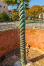 ISTANBUL, TURKEY: Serpentine Column, Delphi Tripod or Plataean Tripod is an ancient bronze column Royalty Free Stock Photo