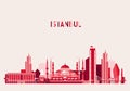 Istanbul Turkey Skyline Flat design Trendy Vector