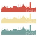 Istanbul Turkey Skyline Silhouette City Stamp Vector Color Vintage Set Logo Clipart Illustration. Royalty Free Stock Photo