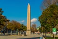 ISTANBUL, TURKEY: Snake Column and Obelisk of Theodosius at Sultanahmet Square