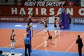 08-03-2023 Istanbul-Turkey: THY vs Kuzeyboru Turkish Sultans League match in Burhan Felek Sport Hall Royalty Free Stock Photo