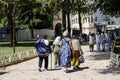 03-08-2023 Istanbul-Turkey: Tourists in the Courtyard of the Blue Mosque