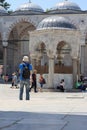 03-08-2023 Istanbul-Turkey: Tourists in the Courtyard of the Blue Mosque