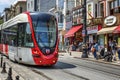 Istanbul, Turkey, 05/24/2019: Trams on the city street. Sultanahmet Square Royalty Free Stock Photo