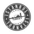 Istanbul Turkey USA Stamp. Logo Icon Symbol Design Skyline City Vector. Royalty Free Stock Photo